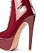 ANN CREEK Women's 'Niwen' Knee High Sexy Fashion Ultra High Stiletto Heels Platform Lace Up Boots Wine 10