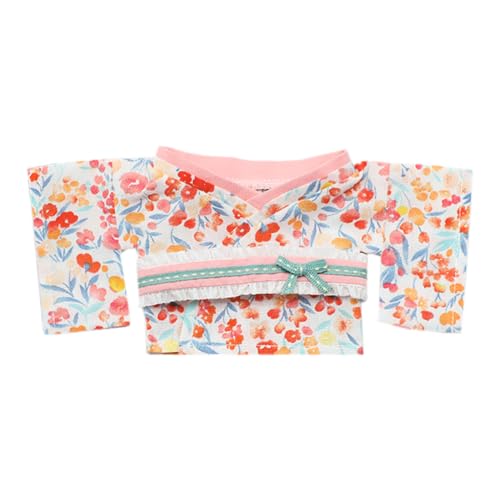 niannyyhouse 20cm ぬいぐるみ 服 ベルト 着物 花柄浴衣セット 綿人形 着せ替え ドールアクセサリ (A-4)