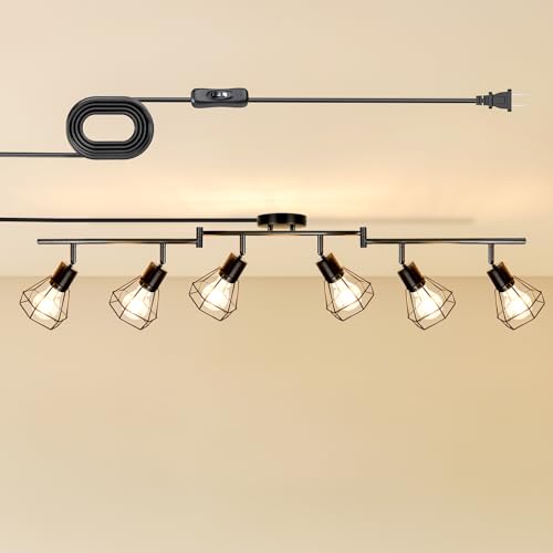 LTBLIGHT Plug in Track Lighting 6-Light Rotatable Ceiling Light Fixture