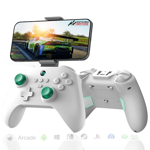 Megadream Wireless PC Gaming Controller for Windows, Bluetooth Game Controller, Compatible PC/Switch/Xbox/Ps/Android/iOS,Gamepad with Turbo Function,Hall Joysticks&Triggers (white)