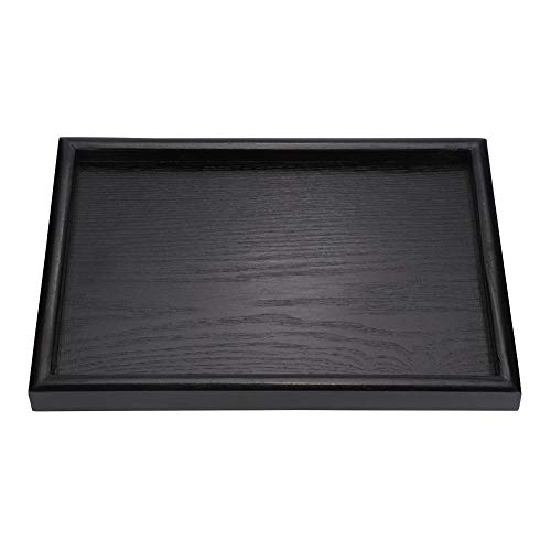 Aiggend Bandeja de té, Rectangular Plato de Frutas Plato de Ensalada de Madera Adecuada for Comedor Sala de Estar (Negro) (tamaño : 30 * 20 * 2 cm) Cover