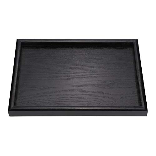 Aiggend Wood Tea Tray, Wooden Rectangular Tray Coffee Drinks Food Serving Tray for Dining Room Living Room (Black) (Size : L)