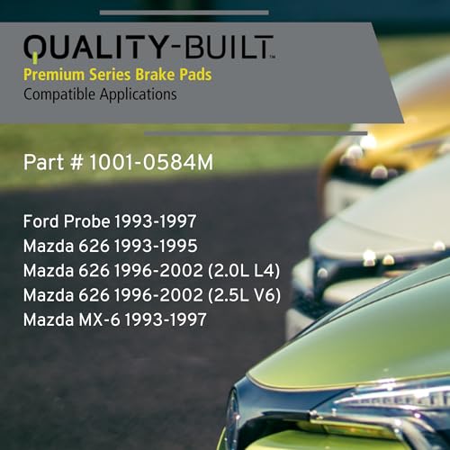 Image of QUALITY-BUILT Rear Semi-Metallic Brake Pads, Premium 1001-0584M, Compatible with 1993-2002 Ford /Mazda (Probe,626,MX-6)
