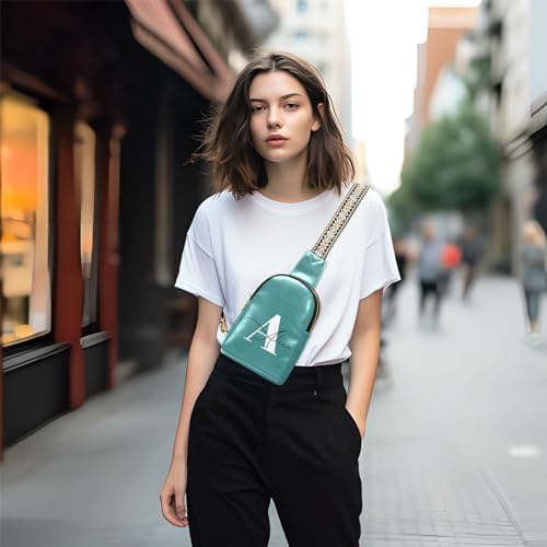 Dark Teal Custom Crossbody Sling Bag for Women Men Personalized Leather Chest Bags Purse Adjustable Cross Body Daypack for Cycling Running Hiking3