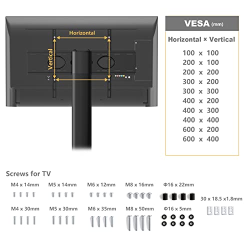 Swivel Floor Tv Stand For 32-70 Inch Tvs - Universal Height Adjustable Tv Floor Stand With Shelves Perfect For Bedroom And Corner, Tv Mount Stand Vesa 600X400Mm Holds Up To 88Lbs, Black #TOP6