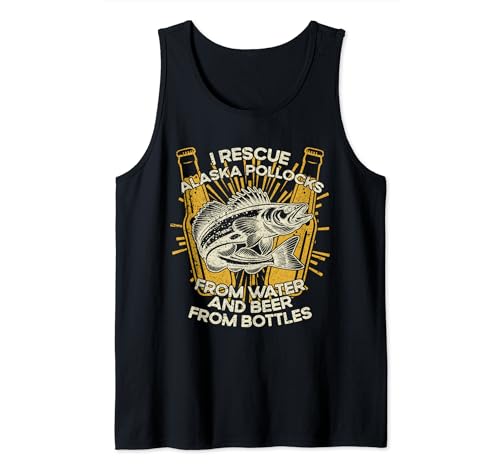 Rescate Pescado Y Cerveza - Pescador Pesca Alaska Abadejo Camiseta sin Mangas