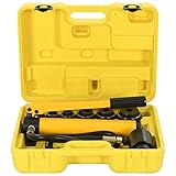 Farbe: Gelb vidaXL Hydraulisch Blechlocher Lochstanze Blech Locher Puncher Locheisen Hydrauliczne Werkzeuge Zylinder Hydraulikpumpe Set im Koffer 22-60mm Stahl