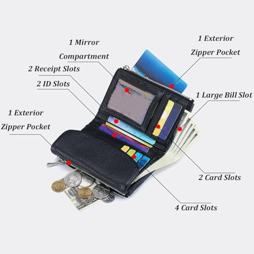 Joyfullygo Wallet, Upgrade Unisex Pebble Leather Wallet, Womens Genuine Soft Leather Small Purses Ladies Billfold(Brown)3