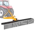 60.5" 3 Point Rock Rake Landscape Rock Rake Lawn Tractor Rake Heavy Duty 360°Rotation Tow-Behind 3.5 FT Fit Category 1 Tractor Perfect for Garden Lawn Care and Landscaping (60.5 in)