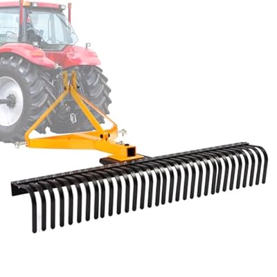 60.5" 3 Point Rock Rake Landscape Rock Rake Lawn Tractor Rake Heavy Duty 360°Rotation Tow-Behind 3.5 FT Fit Category 1 Tractor Perfect for Garden Lawn Care and Landscaping (60.5 in)