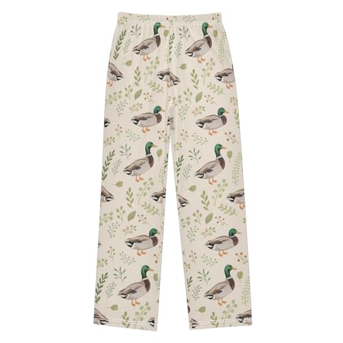 ALAZA Mallard Leaf Duck Blossom Pajama Lounge Pants Long Sleep Pajama Bottoms with Pockets