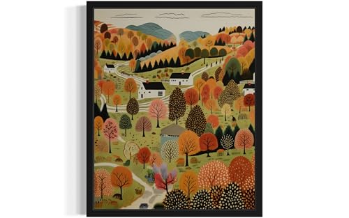 Fall-Landscape-Wall-Art-Poster-Print-Scenery-Landscape-American-Folk-Art-Naive-Painting-Decor-Gallery-31-Fall-Landscape-8-x-10-inches-Unframed Fall Landscape Wall Art Poster Print Scenery Landscape American Folk Art Naive Painting Decor Gallery 31 Fall Landscape 8 x 10 inches Unframed