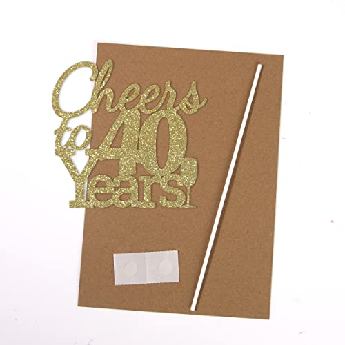 Gexolenu Cheers To 40, 1 Pcs Gold Glitter Double-Sided Happy Cheers 40Th Cake Topper, Cheers 40 Birthday Party Supplies, Cheers 40 Decorations For Cake, Cheers 40 Party Decorations #TOP3