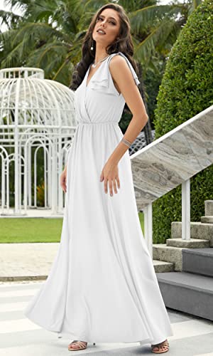 Image of KOH KOH Womens Long Sleeveless Bridesmaid Wedding Guest Prom Maxi Dress