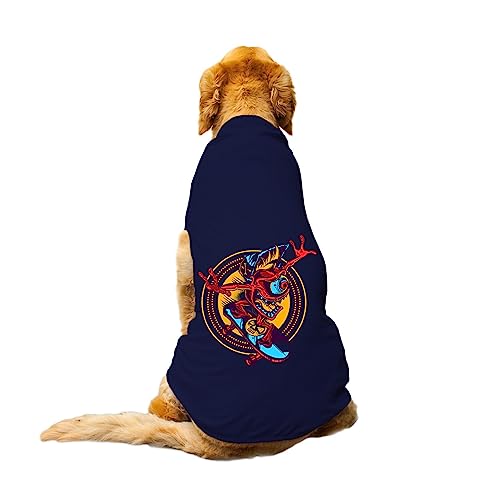 Image of Dog T-Shirt Cali Skater Printed Round Neck Sleeveless Tank /Tee Comfort, Breathable, Lightweight Dog Clothes /Apparel for Small /Medium and Big Dogs Breeds.(Navy /S)
