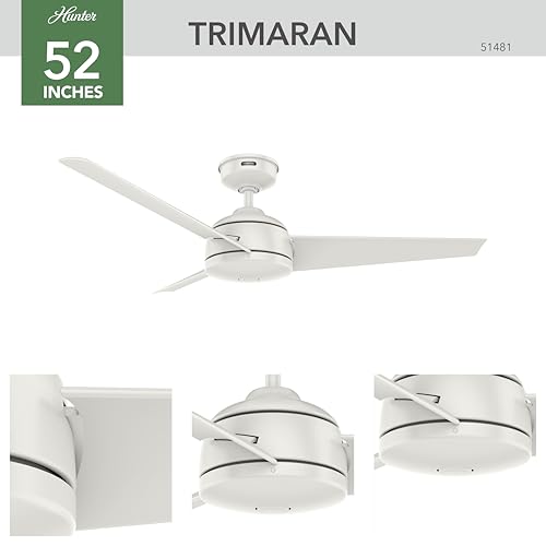 Image of Hunter Trimaran, Outdoor or Indoor, Ceiling Fan, 52 inch, Fresh White