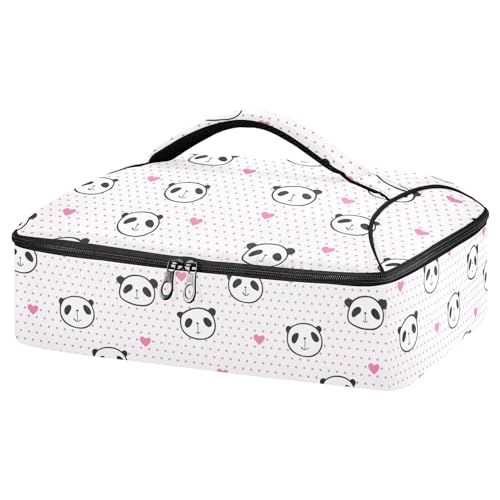 Borsa termica isolata per alimenti caldi o freddi borsa tote per San Valentino con graziosi panda e cuori per cucinare feste picnic lasagne Multicolore Taglia unica casa