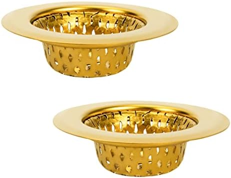 Snailhouse Lavatory Sink Strainers, 2 Pack 2.17 Inches Stainless Metal Small Mesh Utility Sink Drain Stopper Basket Cowl Plug Display screen, Gold