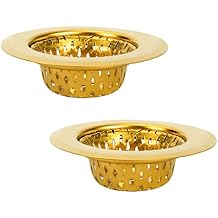 Snailhouse Bathroom Sink Strainers, 2 Pack 2.17 Inches Stainless Steel Small Mesh Utility Sink Drain Stopper Basket Cover Plug Screen, Gold