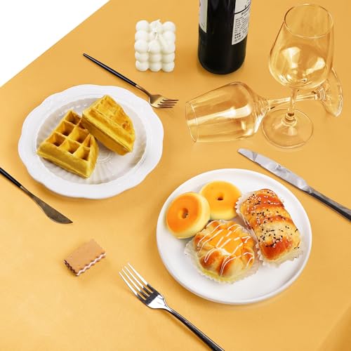 Image of TURSTIN 4 Pack Gold Satin Tablecloth 102 x 58 Inch Overlay Table Cover