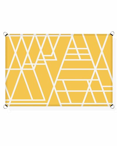 Boanket Sun Shade Sail 8' x 10', Yellow Geometric Rectangular Waterproof Outdoor Sun Shades, White Modern Abstract Art Geometric Shade Cloth for Patio Deck Terrace Garden Lawns Beach Backyard