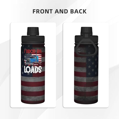 Qauirfe I Drop Big Loads Big Rig Semi Trailer Truck Driver Stainless Steel Insulated Water Bottle: 18oz, Leak-Proof, Hot & Cold, Eco-Friendly - Image 9
