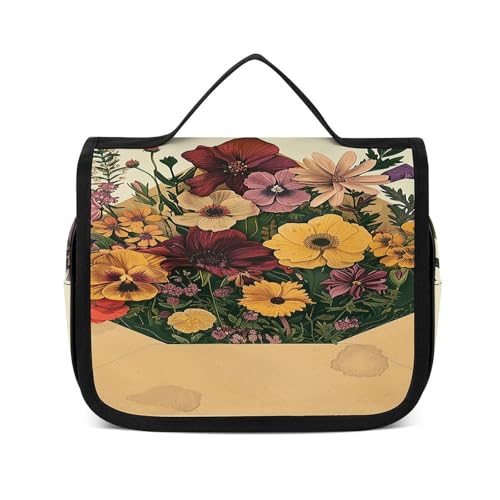 Trousse de toilette de voyage pour vos vacances, pochette suspendre à fleurs en polyester