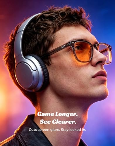 Image of TIJN Premium Blue Light Blocking Glasses for Women Men Computer Gaming Use | Square TR90 Frame Nerd Eyeglasses Anti Blue Ray with Red, Orange, Clear Lens for Computer, Phone, TV and Evening Screen Use