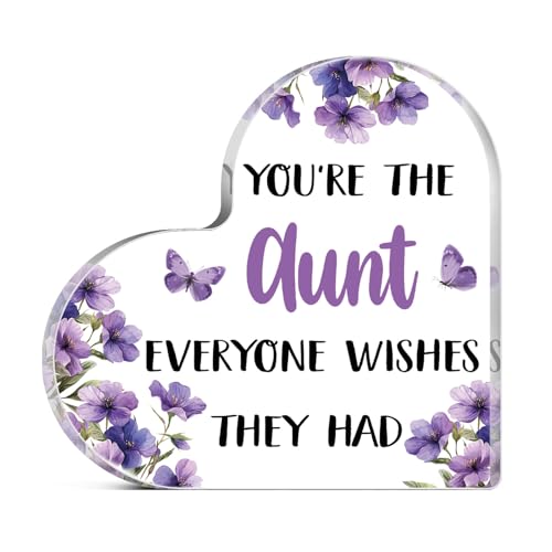 Aunt Gifts For Women Acrylic Plaque Decor Gifts For Auntie From Niece Nephew Unique Heart Shaped...