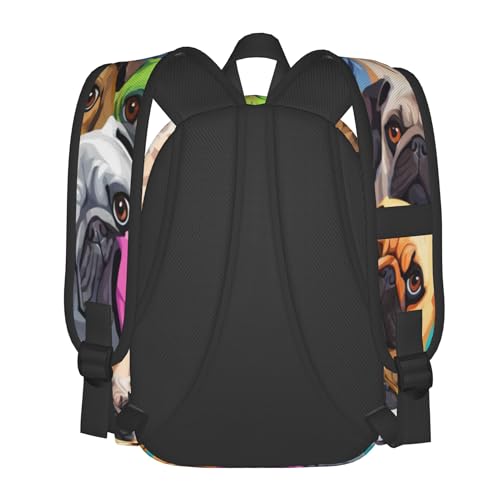 16 inch backpack Cartoonn Colorful Pug Dogs Laptop Backpack Full Print School Bookbag Shoulder Bag for Travel Daypack4