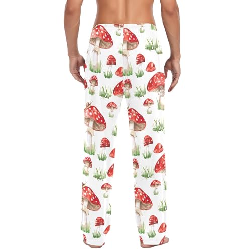 Mushrooms and Snails Men's Pajamas Pants Cotton Sleep Bottoms Pants Lounge Sleepwear - S3