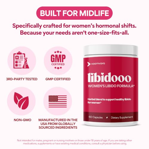 Image of VoomVaya Libidooo - Libido Support for Women - Womens Libido Support & Female Libido Supplement for Mood, Energy & Confidence - 3rd Party Tested - 60 Capsules