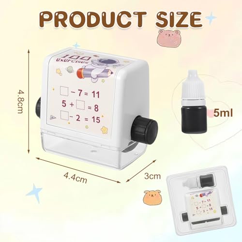 Roller Digitaler Lehrstempel, Math Roller Stamp Roller, Mathe Stempelroller, Mathe Rollstempel, Roller Digital Teaching Stamp, Mathe Roller Stempel für Kindergarten Lehre Addition und Subtraktion