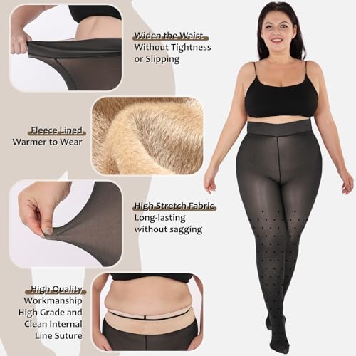 Image of UISLII Plus Size Fleece Lined Tights for Women