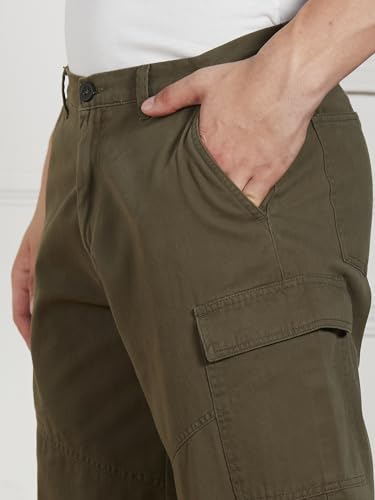 Image of Dennis Lingo Men Cotton Lycra Solid Stretchable Cargo Trousers
