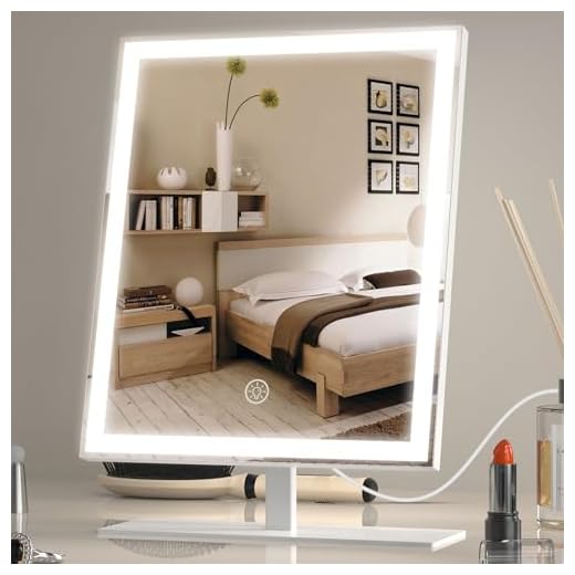 ANTENLICHT Schminkspiegel mit Beleuchtung, 3 Farbmodi, Dimmbar Schminkspiegel mit Licht, LED Hollywood Spiegel, Kosmetikspiegel mit Beleuchtung, Touch Control(Weiß, 12in)