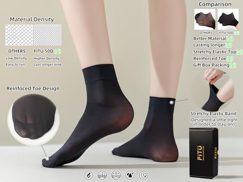 Image of Women's 10-12 Pairs Ankle High Sheer Nylon Socks