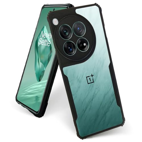 Image of AIBEX Crystal Clear Back Cover Case for OnePlus 12 5G | 360 Degree Protection | Shock Proof Design | Transparent Back Cover Case (PC & TPU, Black Bumper)