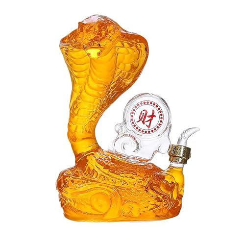 Wine Decanter, Snake Shape Glass Wine Aerator Bottle with Stopper 1000ml Crystal Clear Handheld Carafe for Red White Whiskey Gifts and Bar Accessories