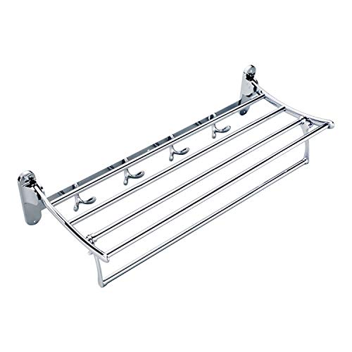 Doubleblack Toallero de Baño Pared Toallero Acero Inoxidable con Doble Toallero 8 Ganchos para Ropa de Toalla Organizador de Estante Ducha Montado en La Pared 62 cm Largo