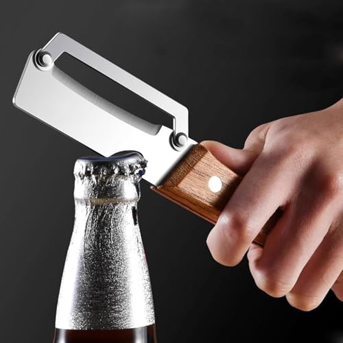 Image of Multi-Functional Vegetable Peeler for Kitchen, 2-in-1 Stainless Steel Fruit & Vegetable Peeler with Bottle Opener, Wooden Handle Portable Peeling Tool for Potato, Apple, Pumpkin, Papaya