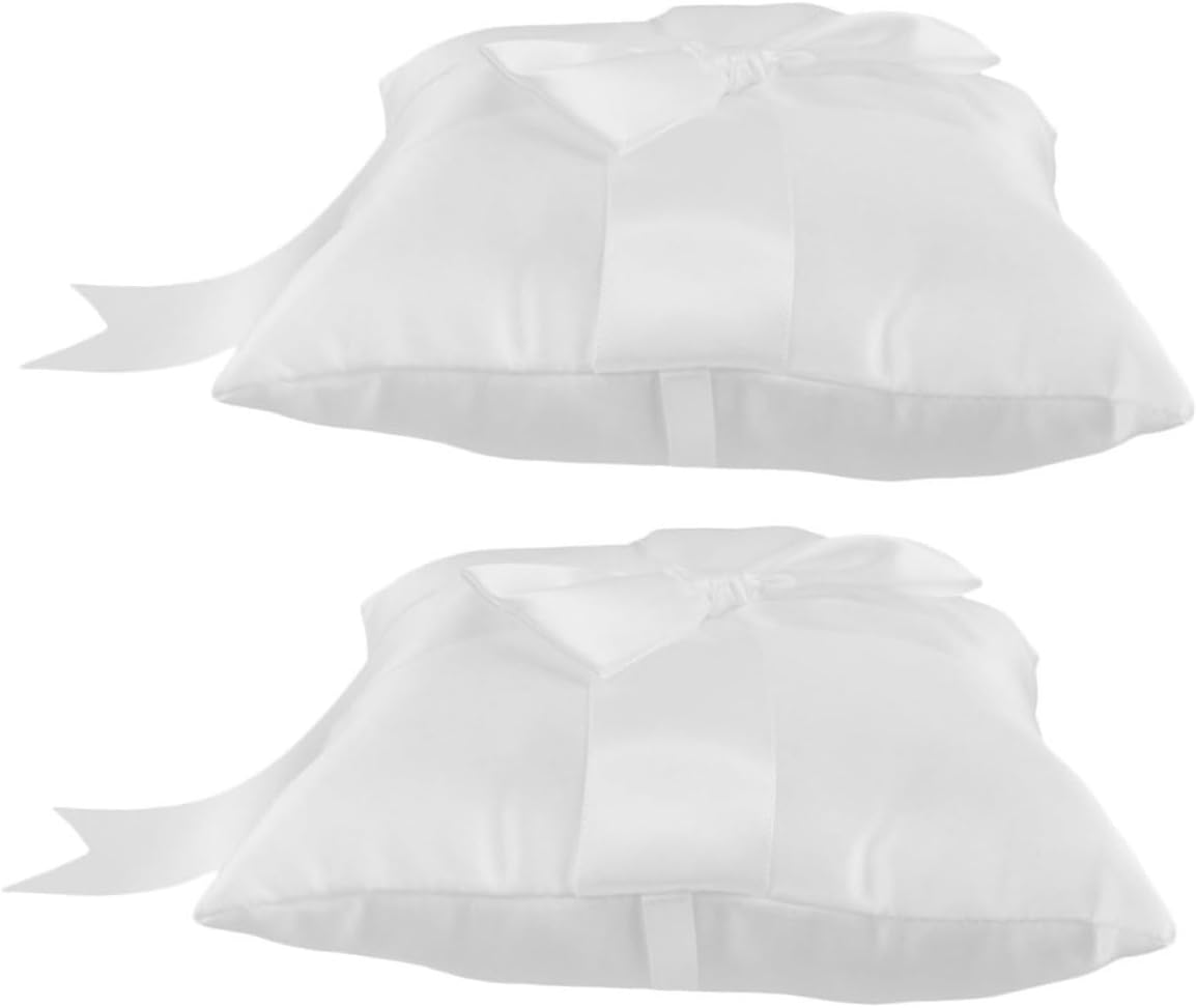 OSALADI Wedding Ring Pillow Bowknot Cushion Set 2pcs Ceremony Ring Bearer Pillows for Wedding Engagement and Party Supplies