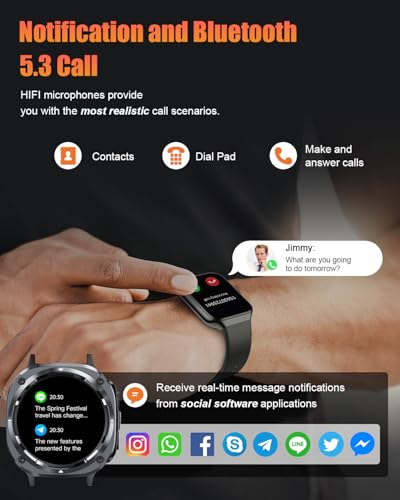 Smartwatch Herren, 1.45" AMOLED Smart Watch Herren mit Anrufe tätigen/Empfangen, 115+Sportmodi Fitnessuhr mit Herzfrequenz/Schrittzähler/Schlafmonitor, IP68 Wasserdicht Sportuhr, Geschenk für Ihn – Bild 5