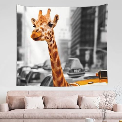 Tapisserie murale girafe à New York FZGGWYHL 152x129 cm