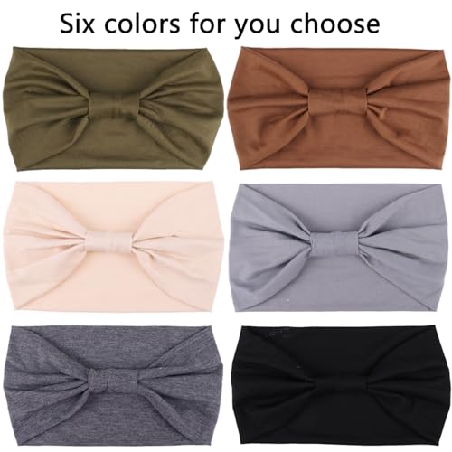 Diademas anchas XTREND elásticas para mujer, pack de 6 turbantes para el pelo en tonos neutros 3