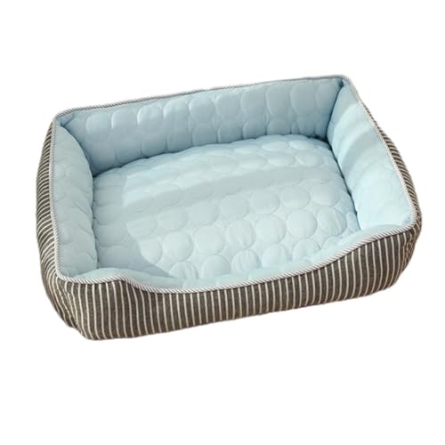 Cutdred 犬 ベッド ペットベッド ペットソファー 夏用 スクエア型 洗える 暑さ対策 アイスシルク生地 小中大型犬用 クッション 猫兼用 熱中症防 吸熱素材 クッション クールごろ寝マット 柔らかい 涼感 熱中症ひんやり 夏用ペットマット (S,ブ