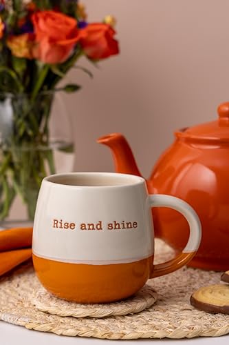 Price & Kensington Stoneware Coffee Mug Latte Tea Cup Choco Rise and Shine Hot Chocolate Beverages 340ml, Orange, Medium - Image 2