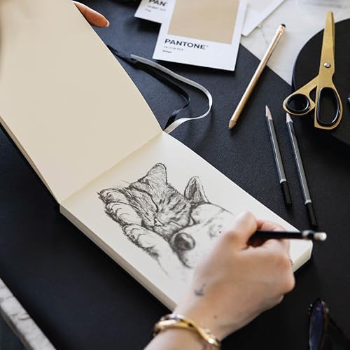 21x15 Sert Kapak 80 Yaprak 140 gr. Eskiz Defteri - Sketch Book – Siyah - Görsel 6