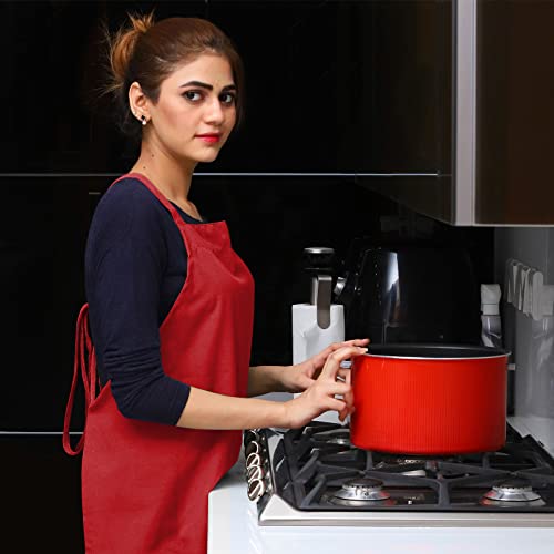Avalon Kitchen Apron 12 Pack Bulk Red Aprons Perfect Kitchen Cooking Apron Best Chef Apron For Man And Women Ideal For Bbq Painting And Restaurant #TOP4