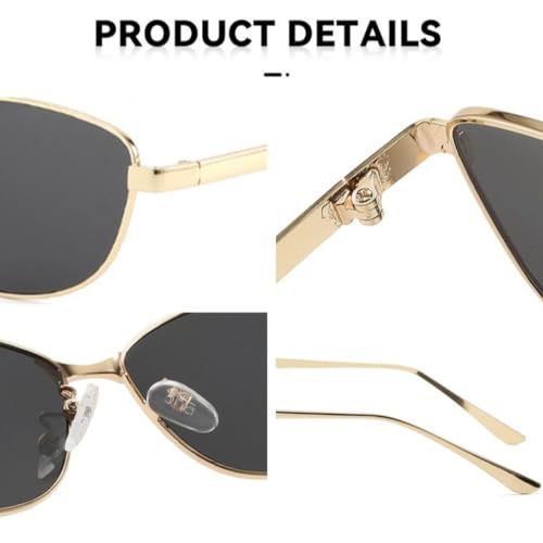 Lunettes de soleil œil de chat rétro métal UV400 tendance - 3